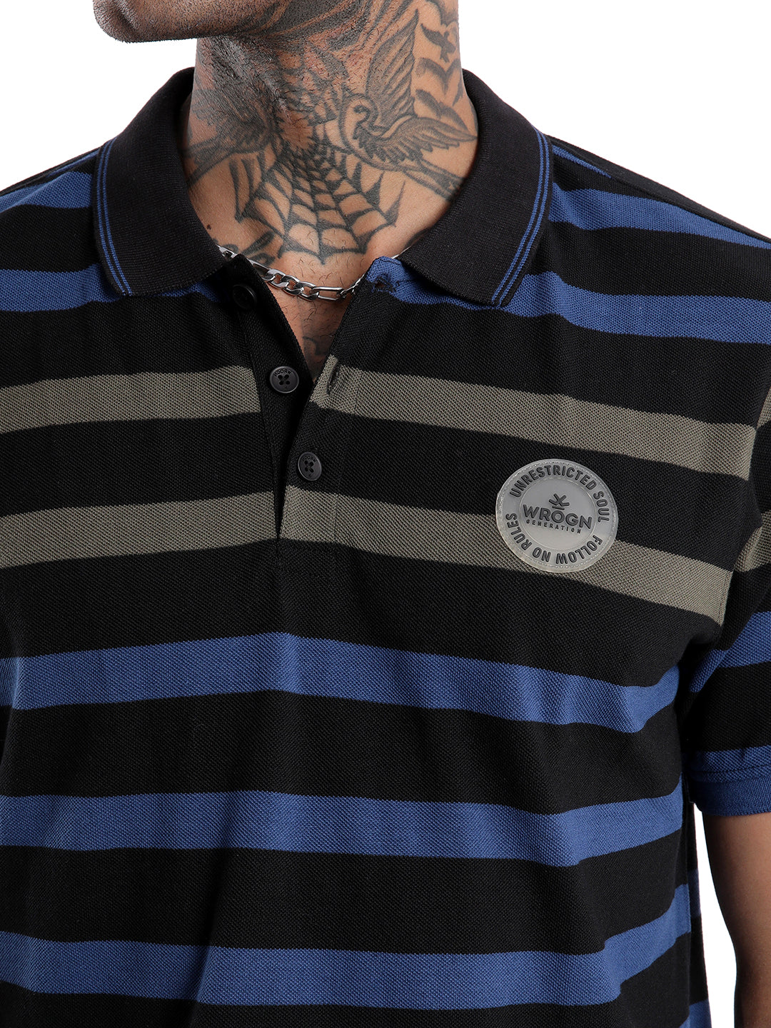 Urban Black Striped Polo T-Shirt