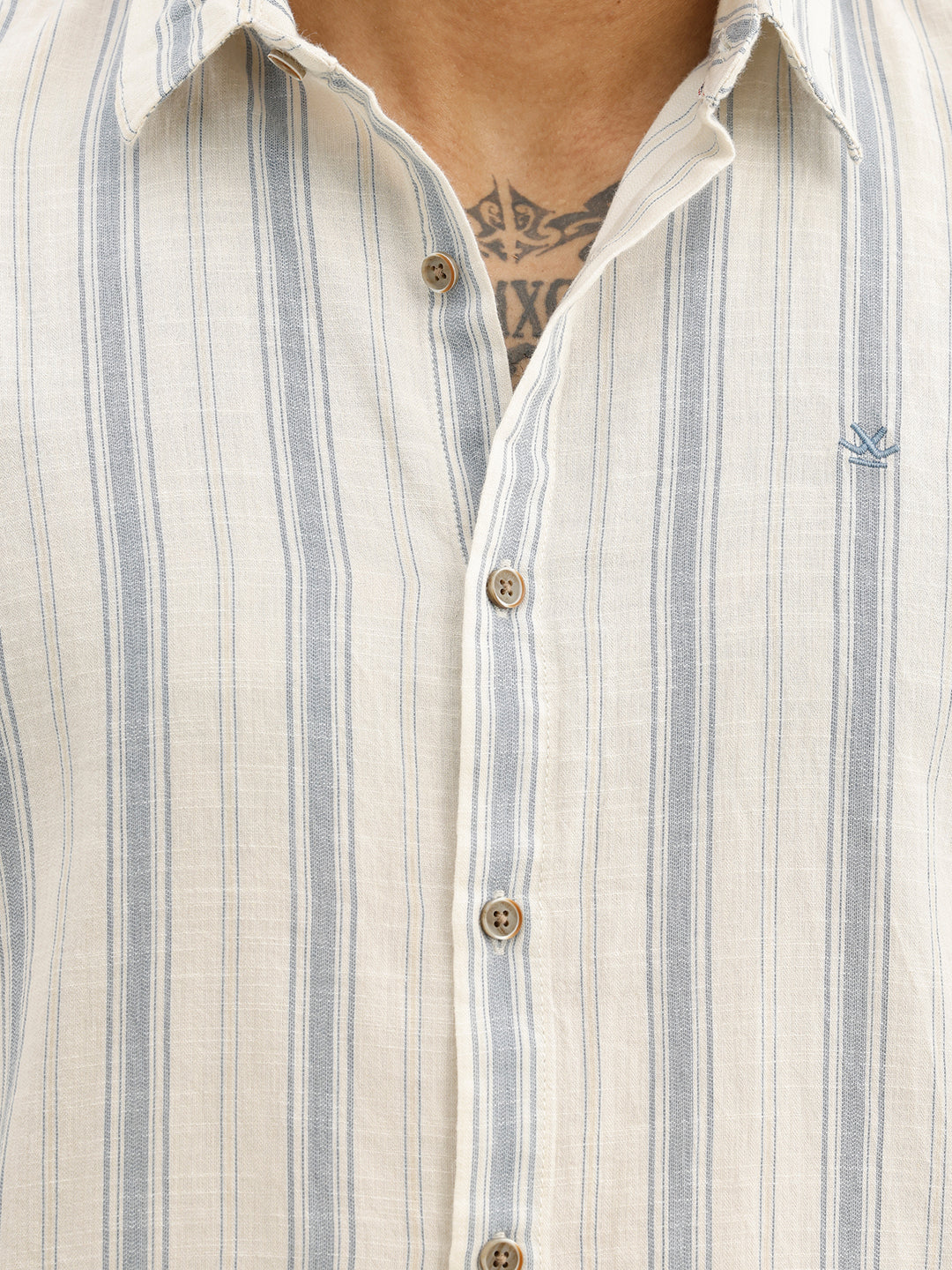 Classic Slim Fit Striped Shirt | Off White