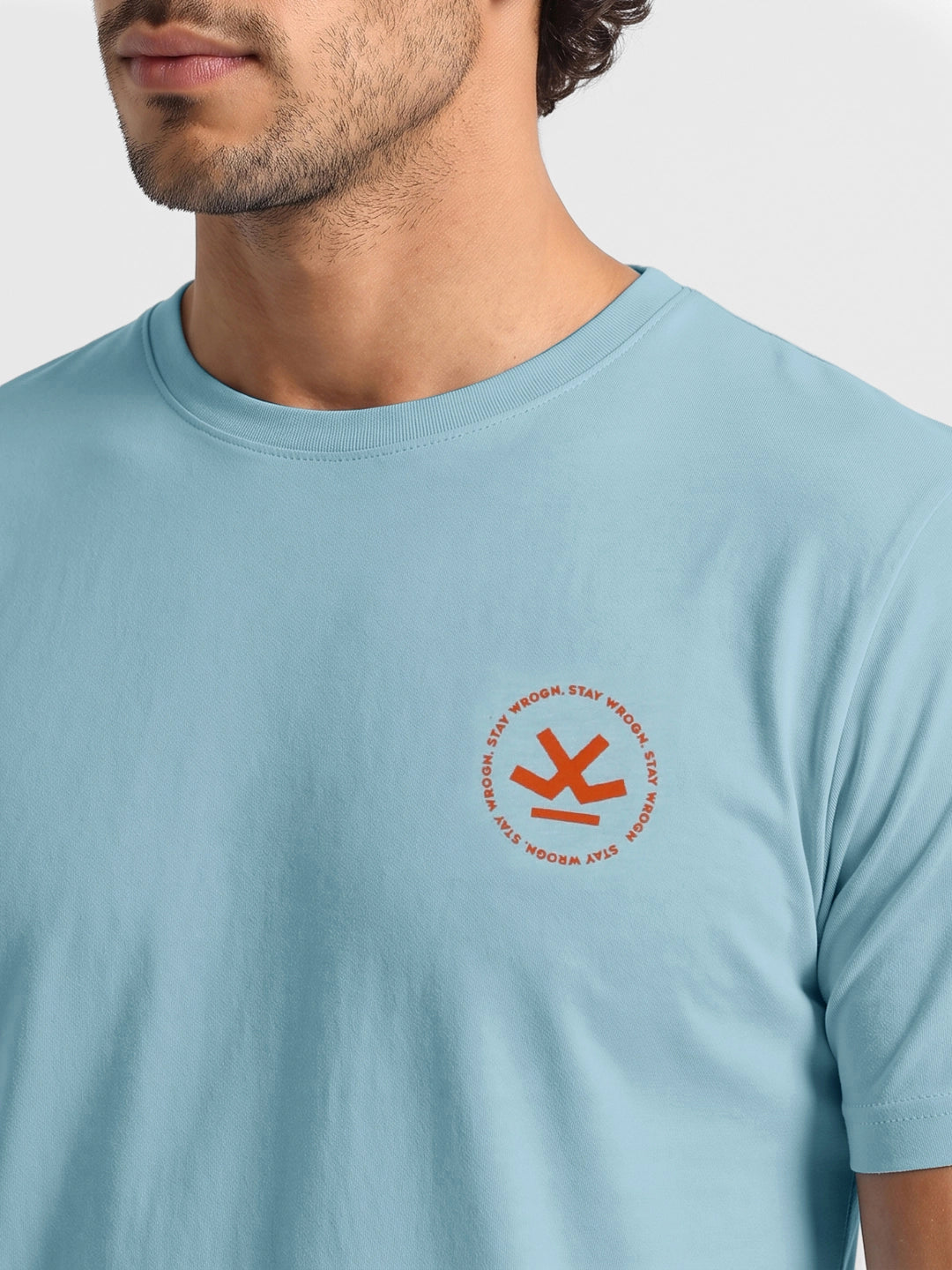 Slim Fit Placement Printed T-Shirt | Light Blue | WVTS9003MP_J26M