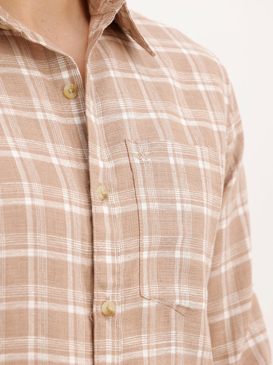 Regular Fit Full Sleeve Checkered Shirt | Brown | WWSH9160F