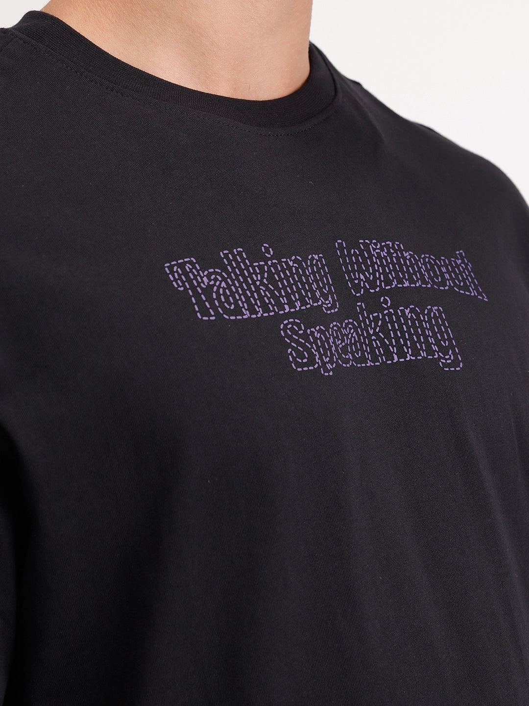 Oversized Puffer Printed T-Shirt | Black