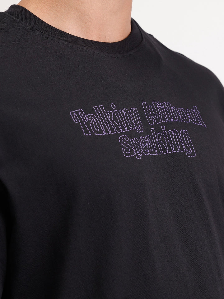 Oversized Puffer Printed T-Shirt | Black