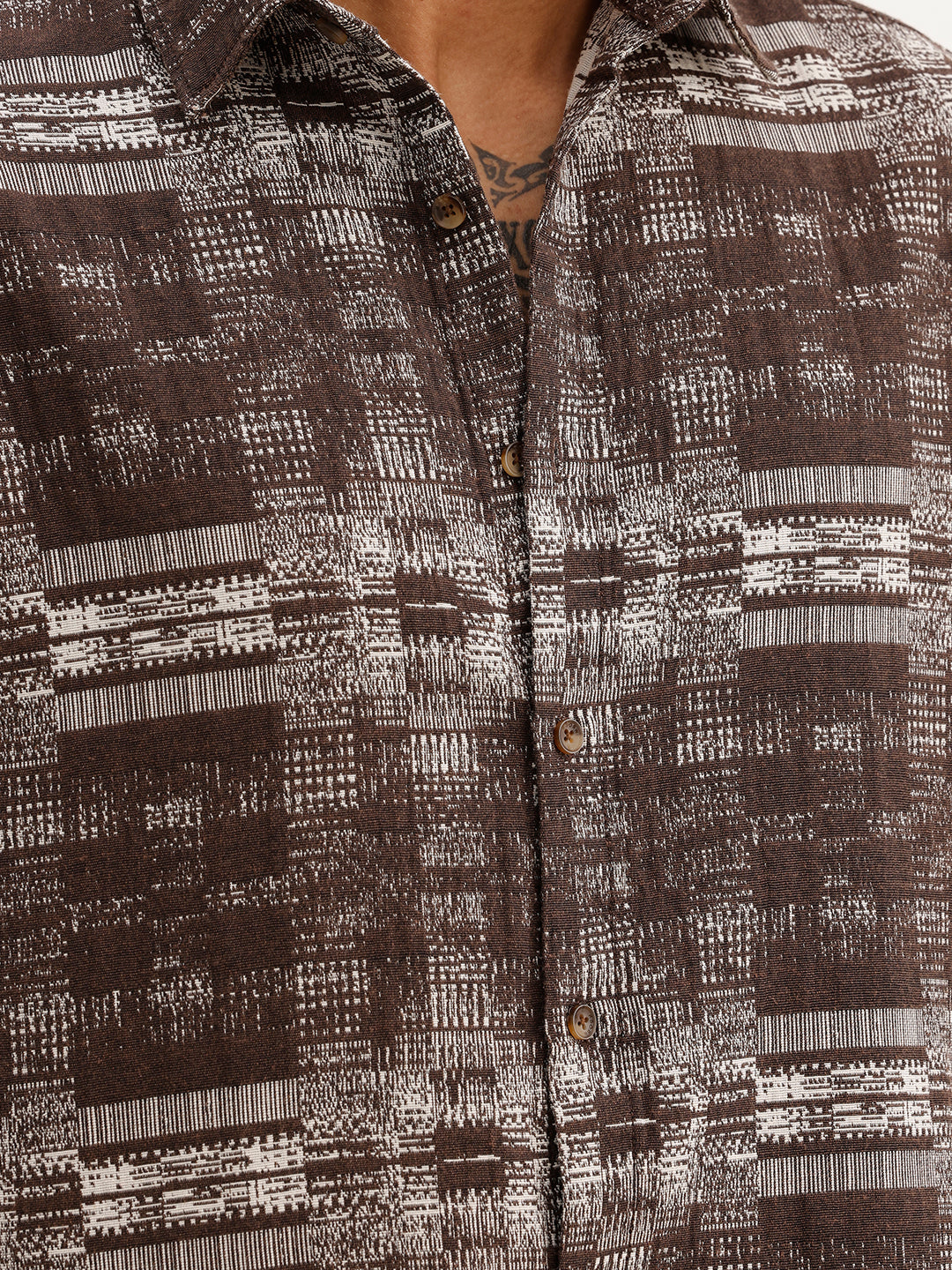 Classic Comfort Fit Jacquard Shirt | Brown