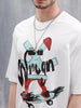 Skater Logo Printed Oversized Fit T-Shirt | White