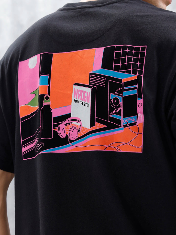 Men’s Oversized Bold Graphic Tee | Black