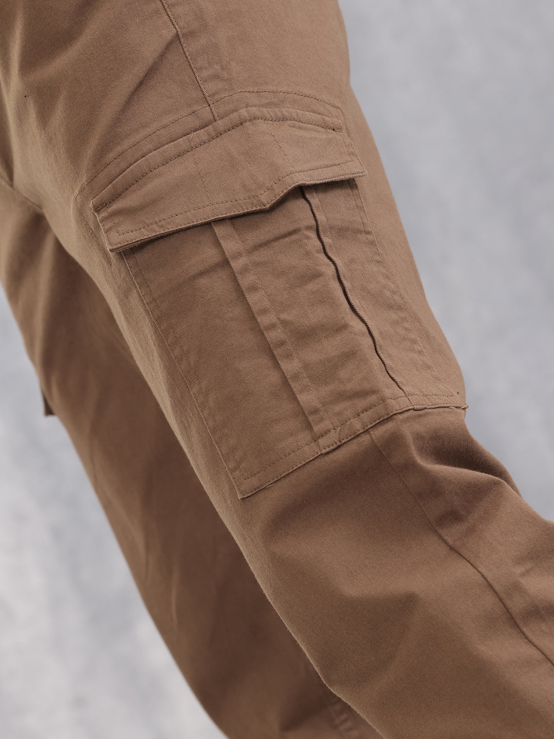 Cotton Stretch Cargo Jogger I Brown