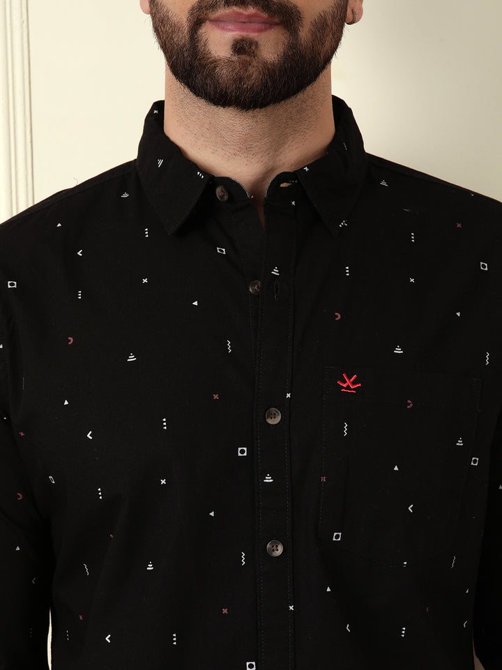 Dots & Dashes Black AOP Shirt