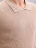 Comfort Fit Rib Sweater With Collar I Beige