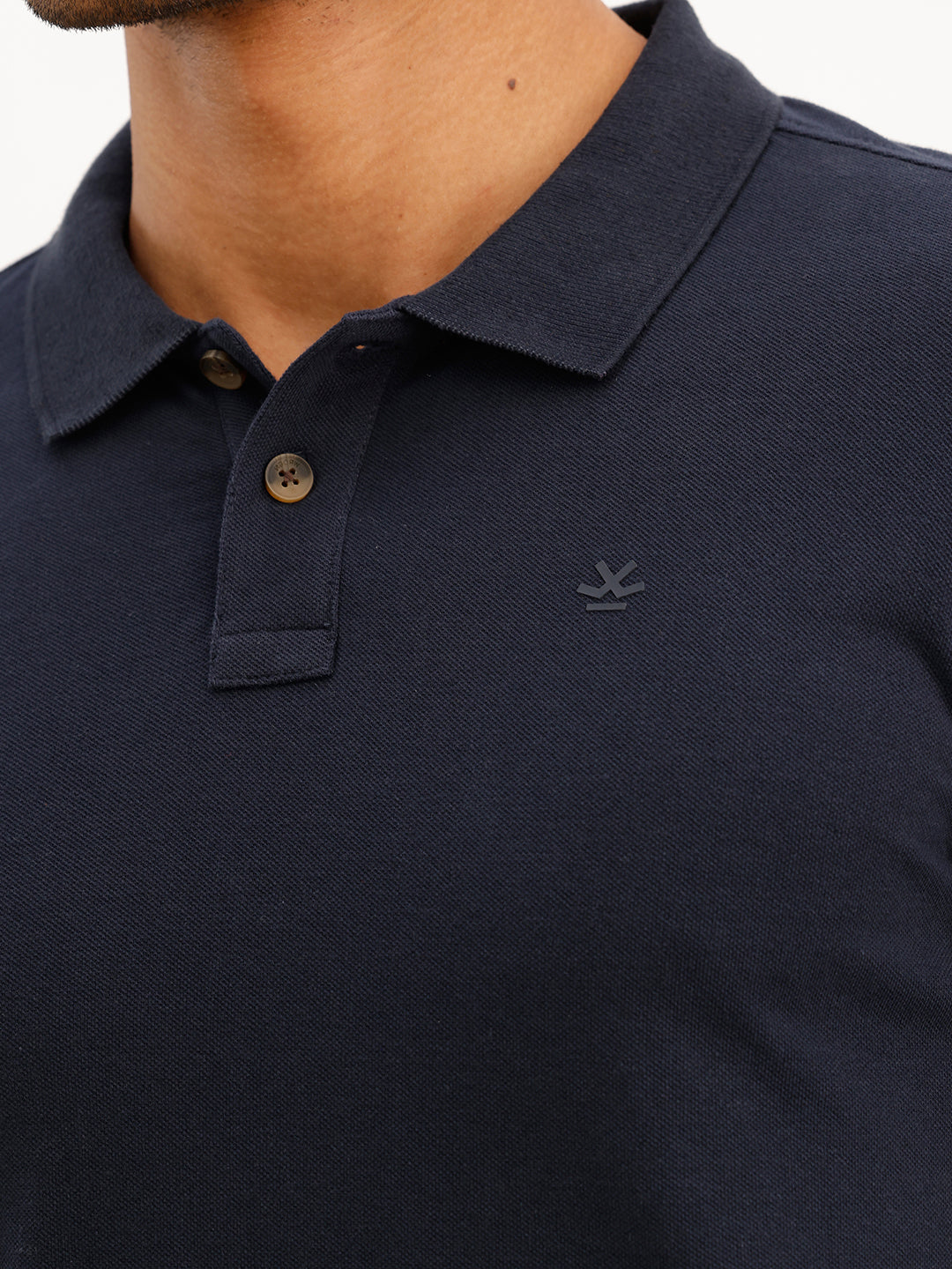 Solid Slim Fit Polo T-Shirt | Navy Blue