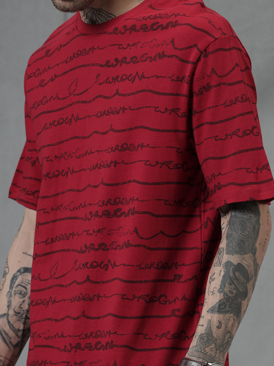 Typographic Red Crew Neck T-Shirt