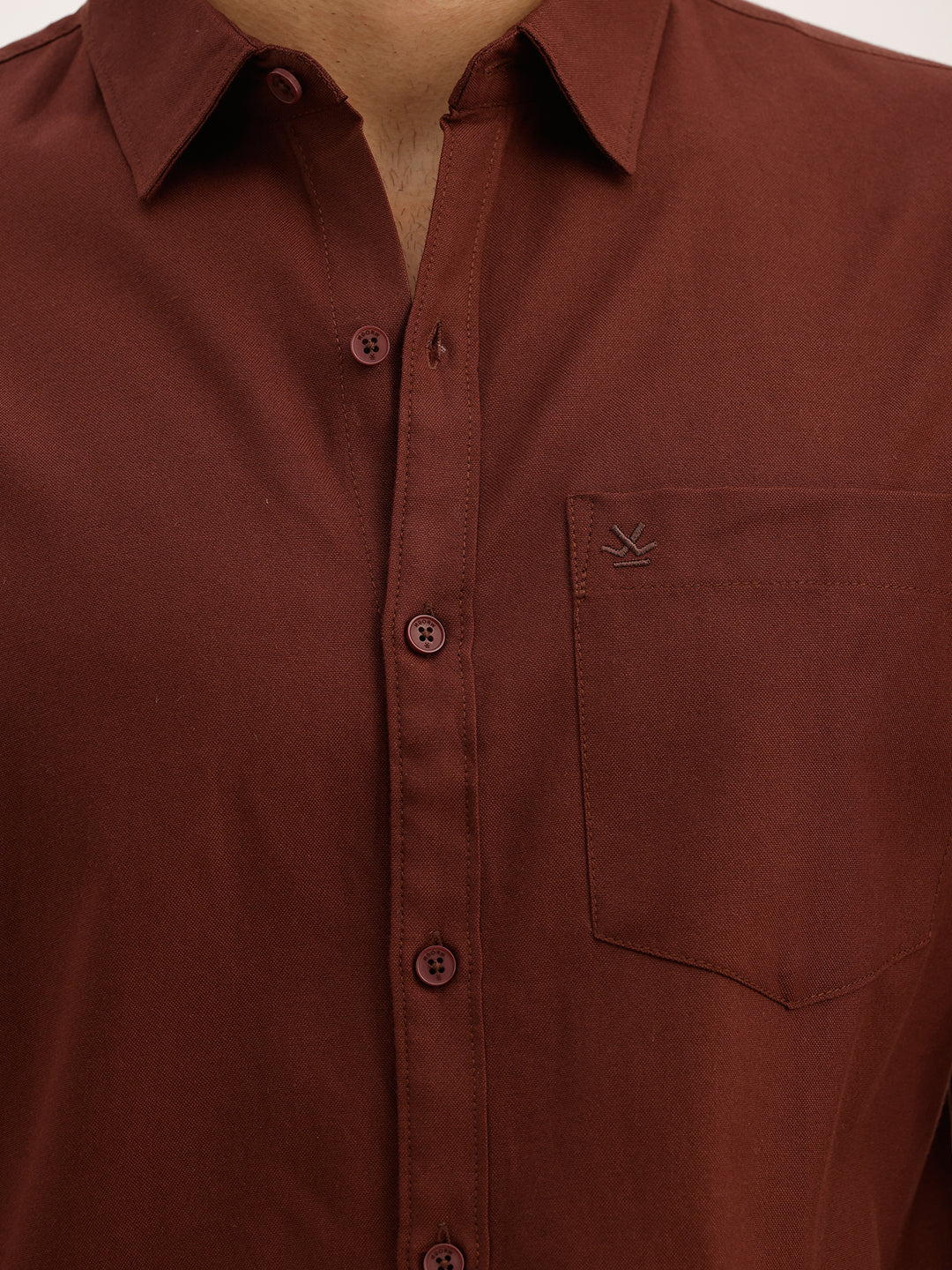 Solid Slim Fit Full Sleeve Shirt | Brown