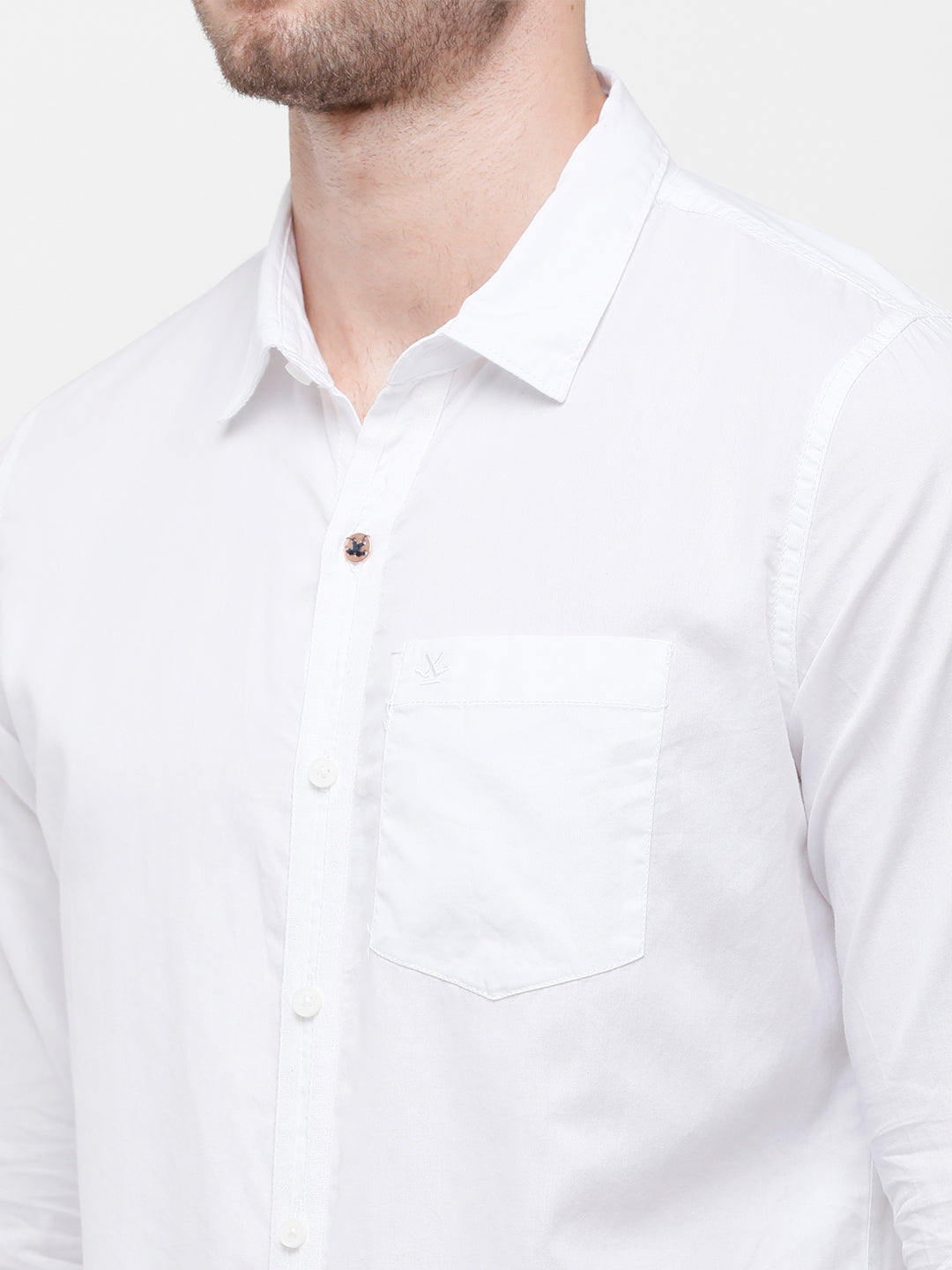 Sharp Solid White Cotton Shirt