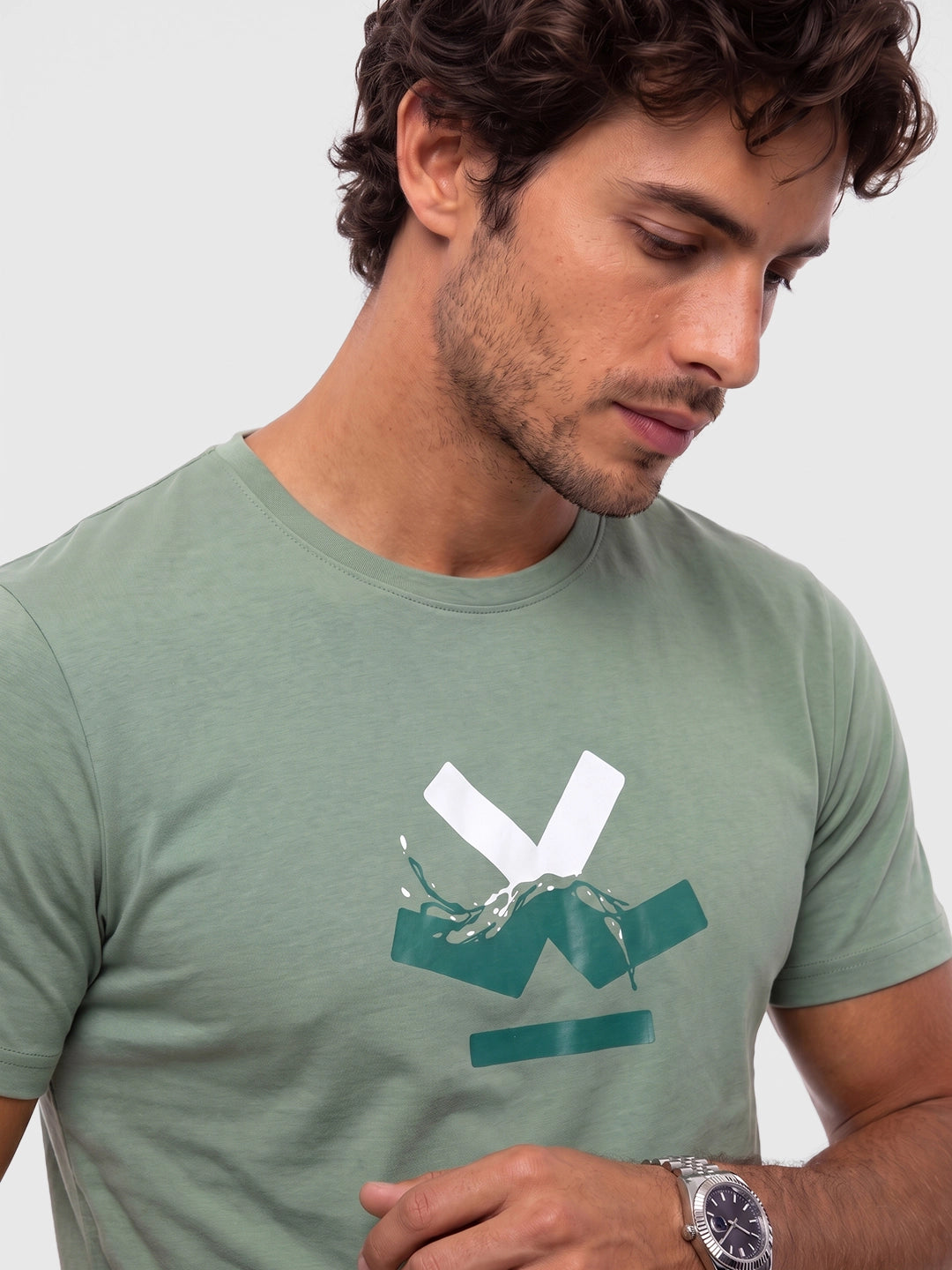 Slim Fit Placement Printed T-Shirt | Green