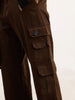 Solid Loose Fit Cargo Trouser | Brown