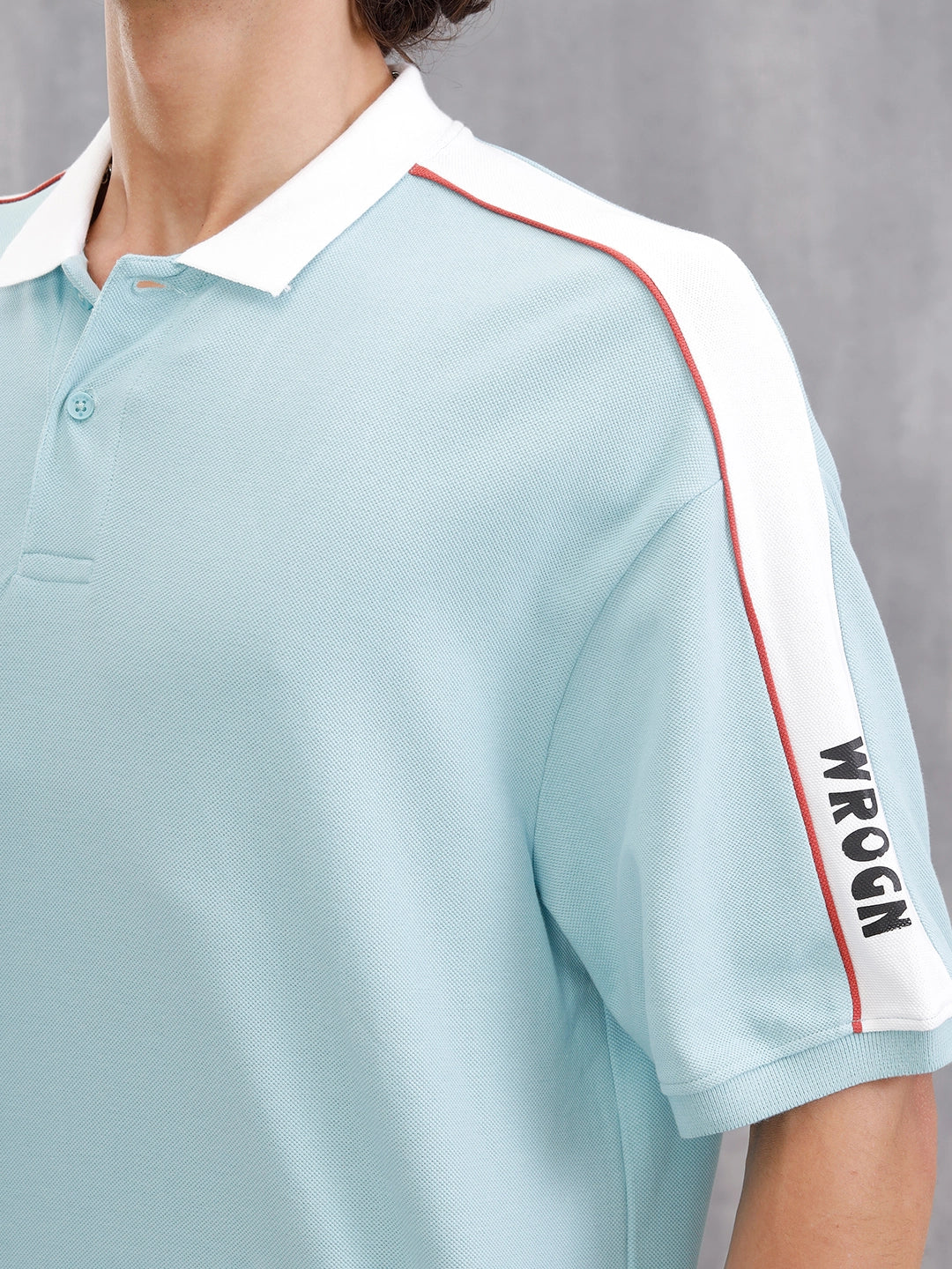 Oversize Solid Polo With Shoulder Tape Detail | Teal