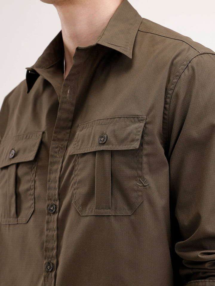 Comfort Fit Double Pocket Shirt | Olive