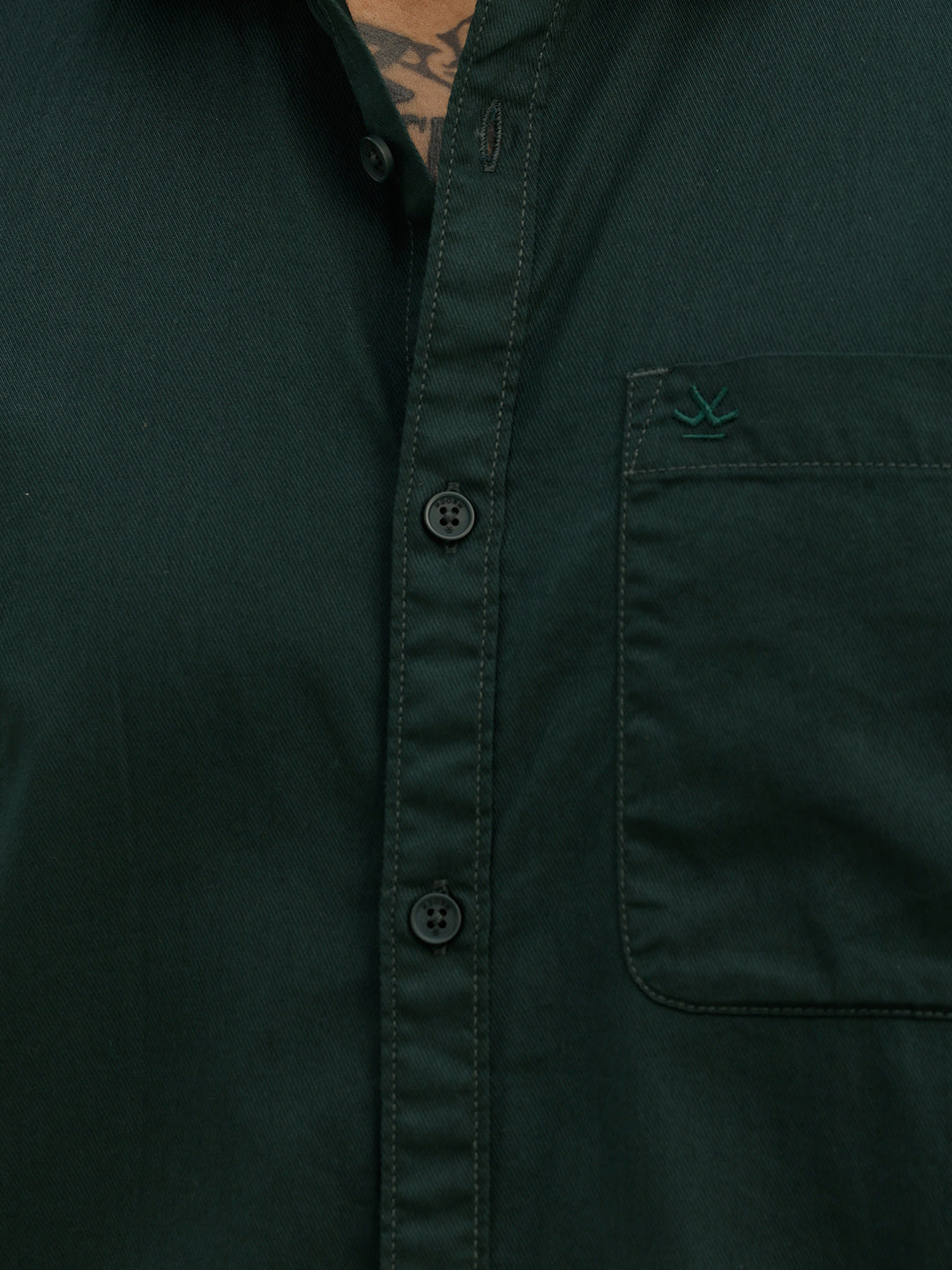 Solid Slim Fit Full Sleeve Shirt | Dark Green