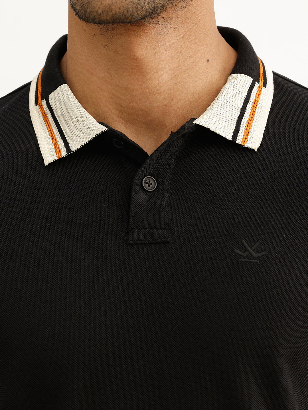 Classic Contrast Collar Polo T-Shirt | Black
