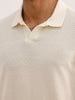 Solid Slim Fit Textured Polo T-Shirt | Off White | WPT02HSSL1245S