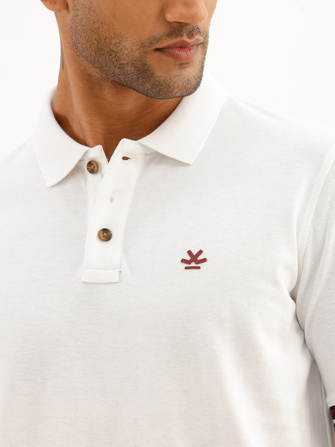 Regular Fit Contrast Sleeve Polo T-Shirt | Off White