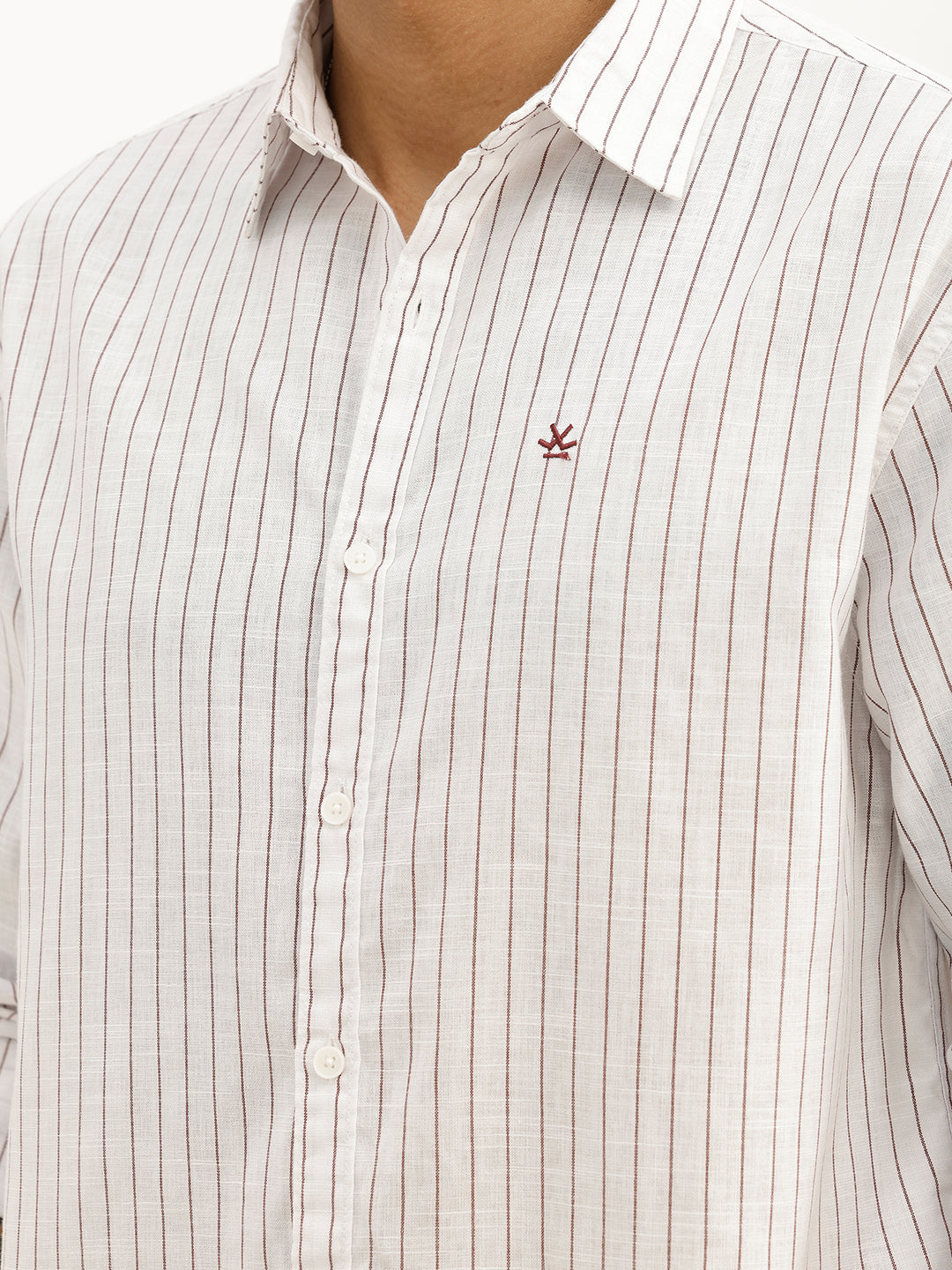 Classic Slim Fit Striped Shirt | Brown