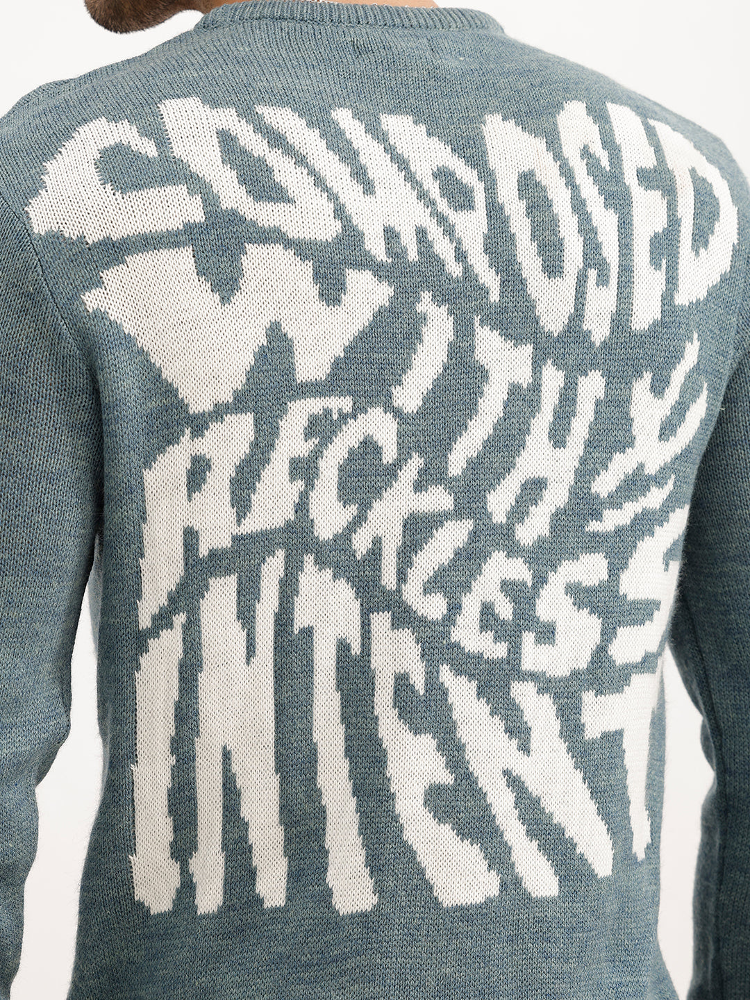 Jacquard Regular Fit Knitted Sweater | Blue