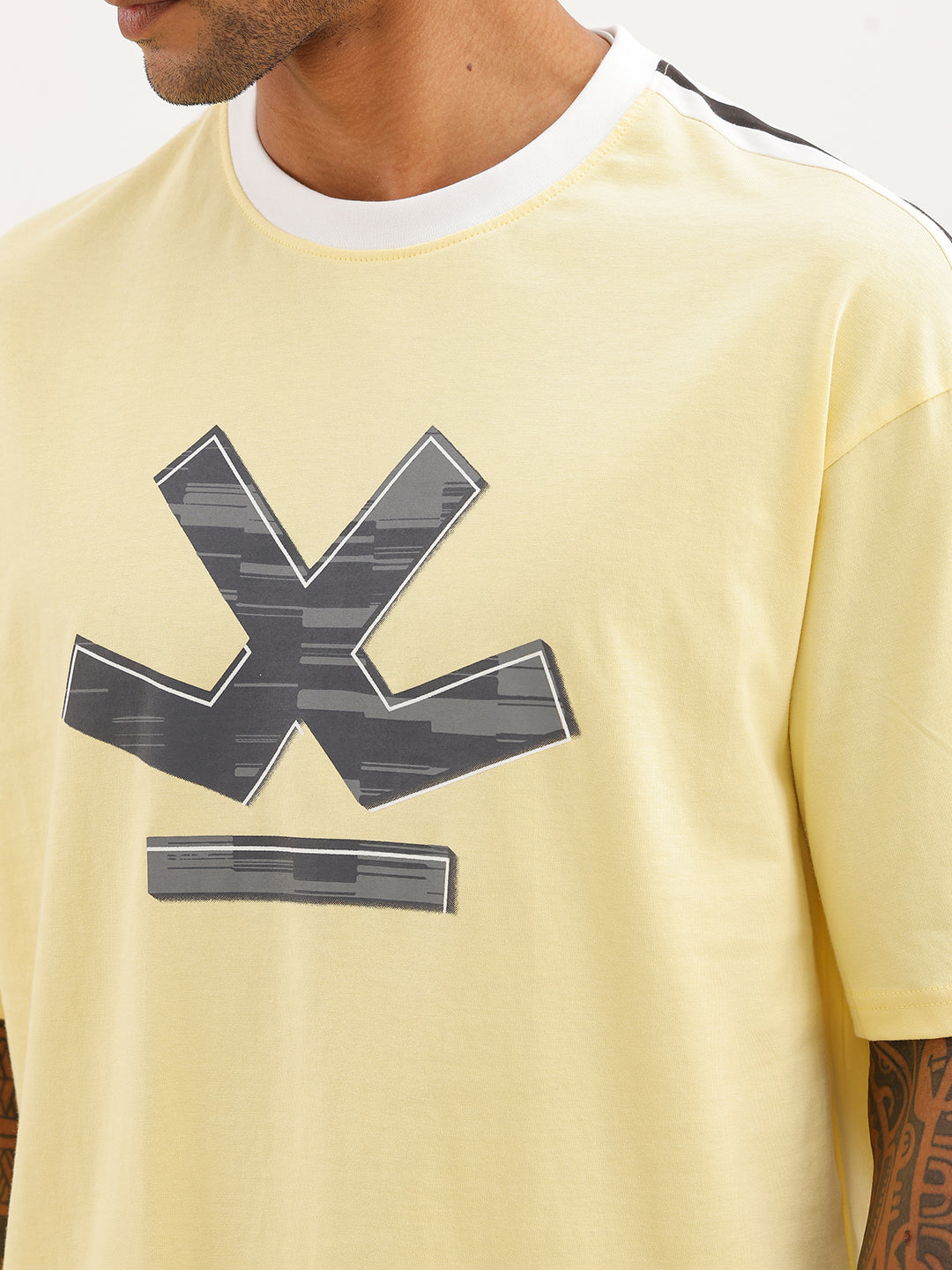 Oversized Placement Printed T-Shirt | Yellow
