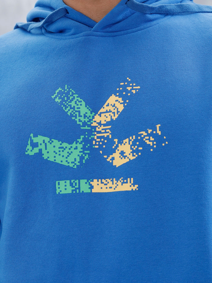 Wrogn Comfort Fit Graphic Hoodie Sweatshirt For Men | Blue