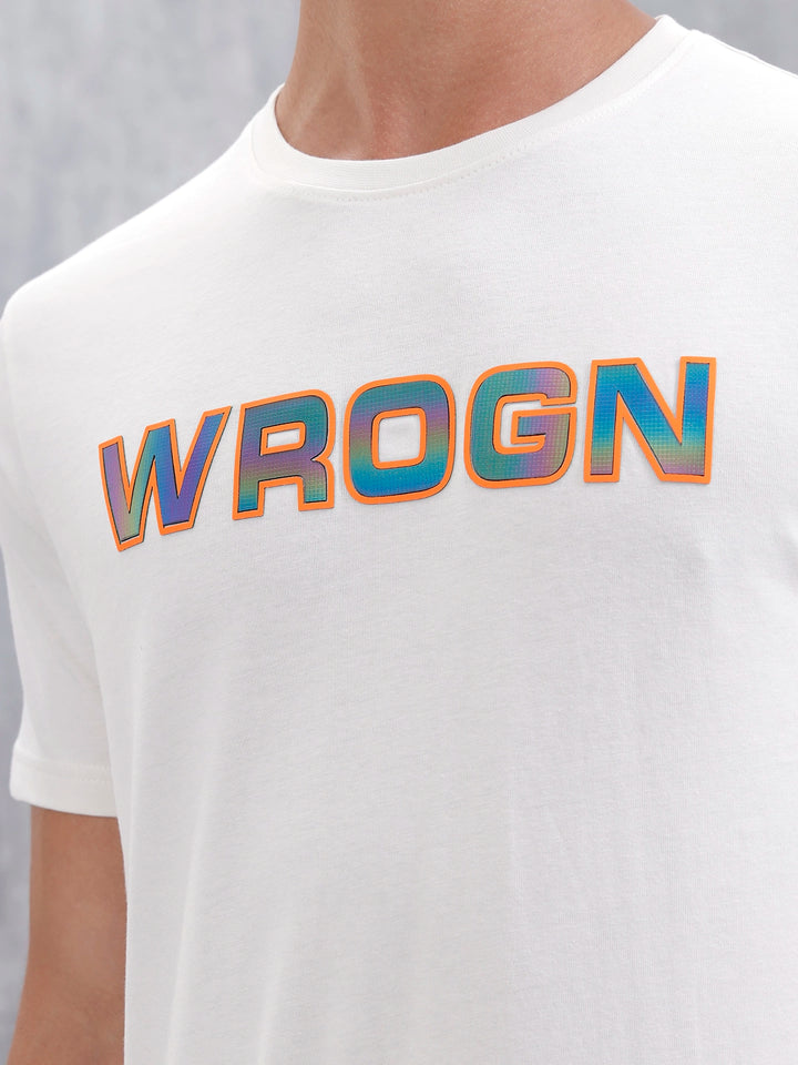 Slim Fit Iridescent Holographic T-Shirt | Off White