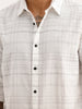 Slim Fit Checkered Full Sleeve Shirt | White