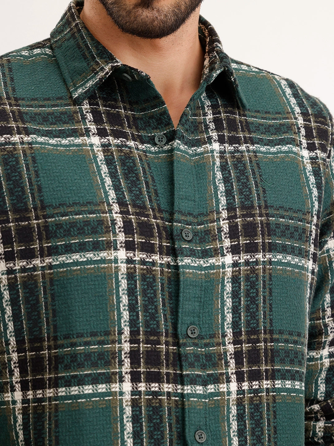 Textured Regular Fit Shirt | Dark Green