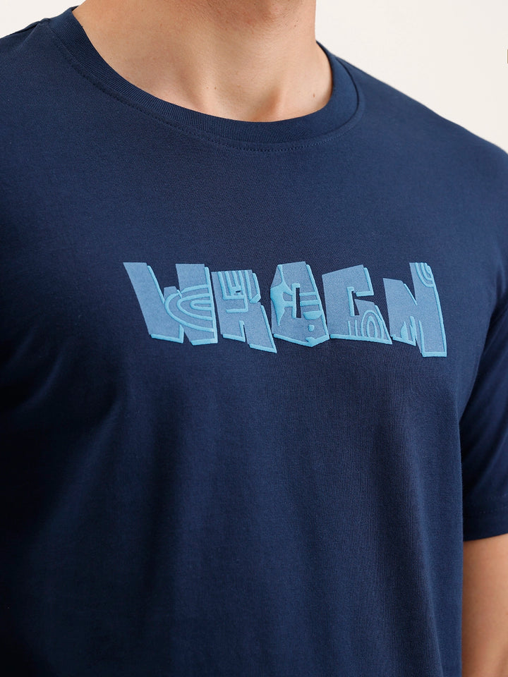Slim Fit Puffer Printed T-Shirt | Navy Blue