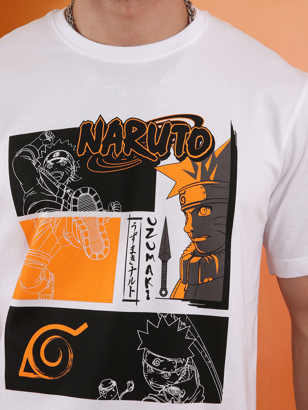 Printed White Naruto T-Shirt