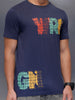 Placement Printed Regular Fit T-Shirt   |  Navy Blue