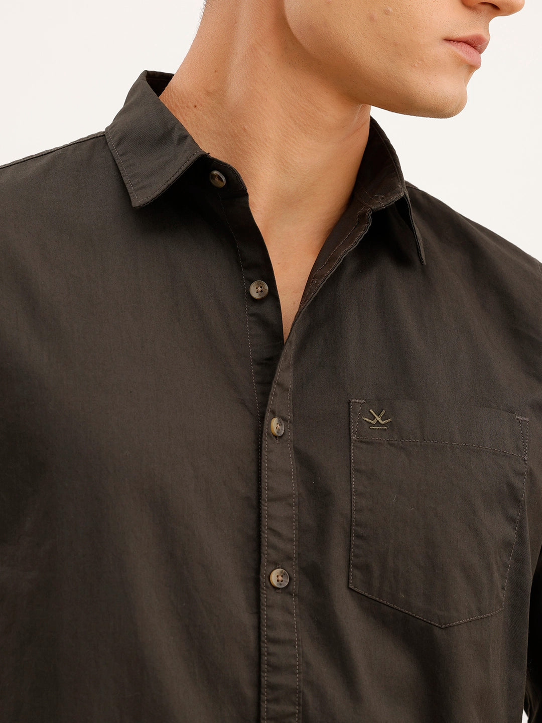 Solid Regular Fit 100% Cotton Shirt | Dark Green