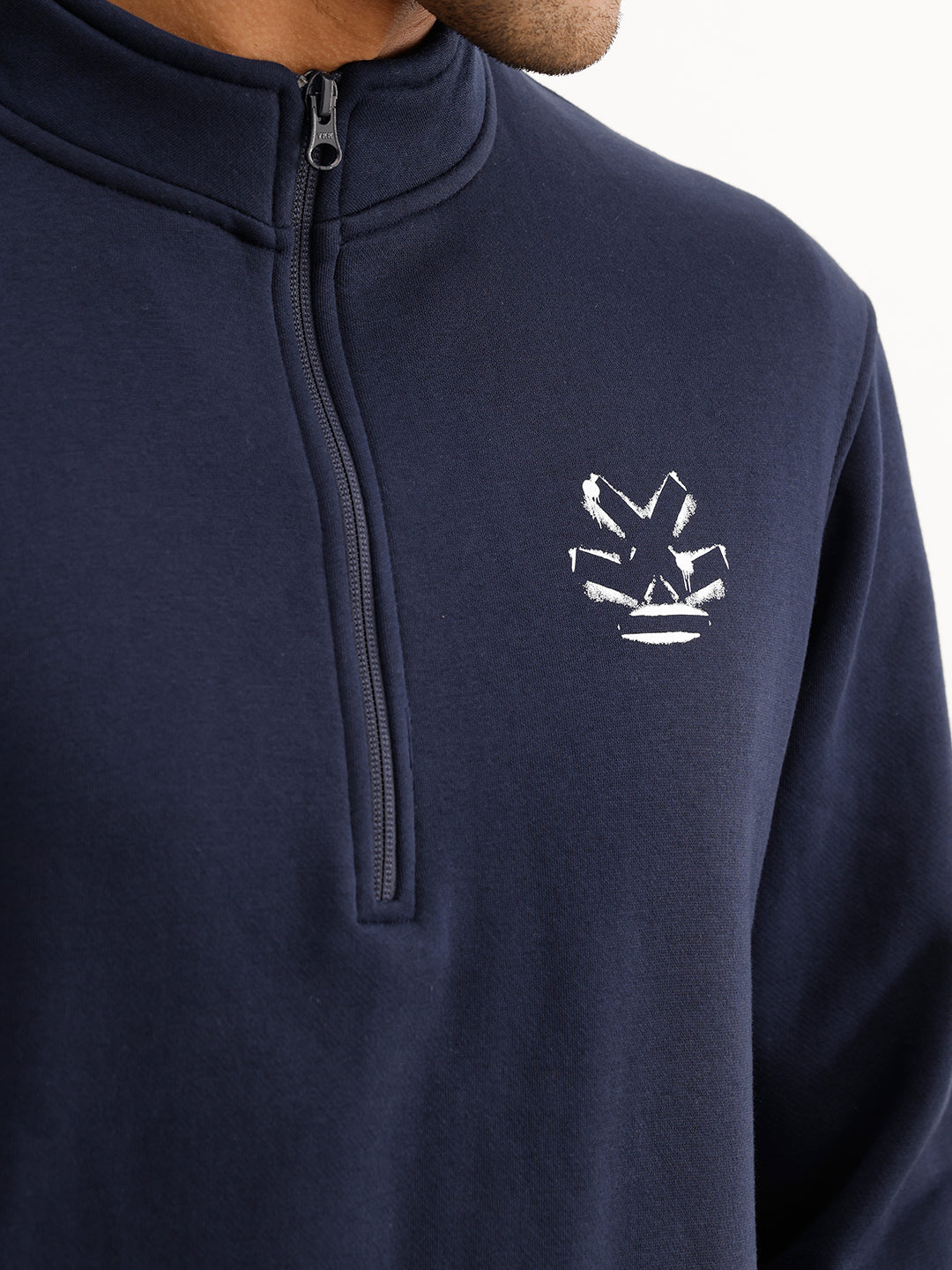 Comfort Fit Placement Printed Sweatshirt | Navy Blue