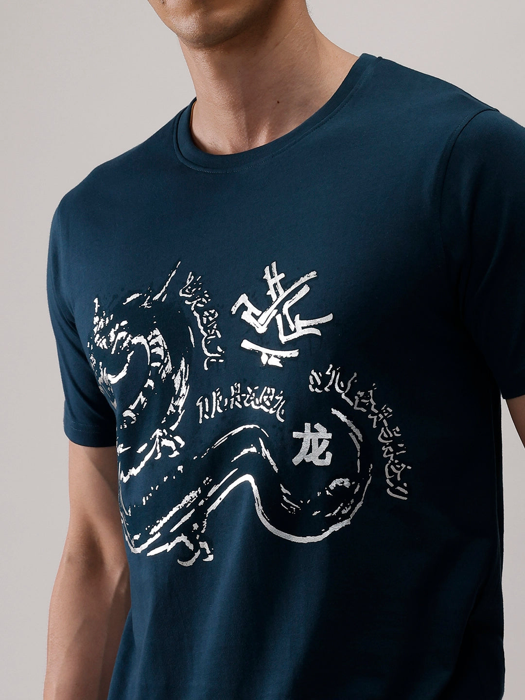 Casual Foil Printed T-Shirt   |  Teal
