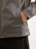 Solid Slim Fit Zipper Jacket | Charcoal