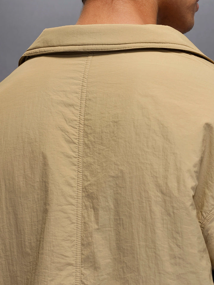 Men's Oversized blazer Style Nylon Jacket  |  Khaki