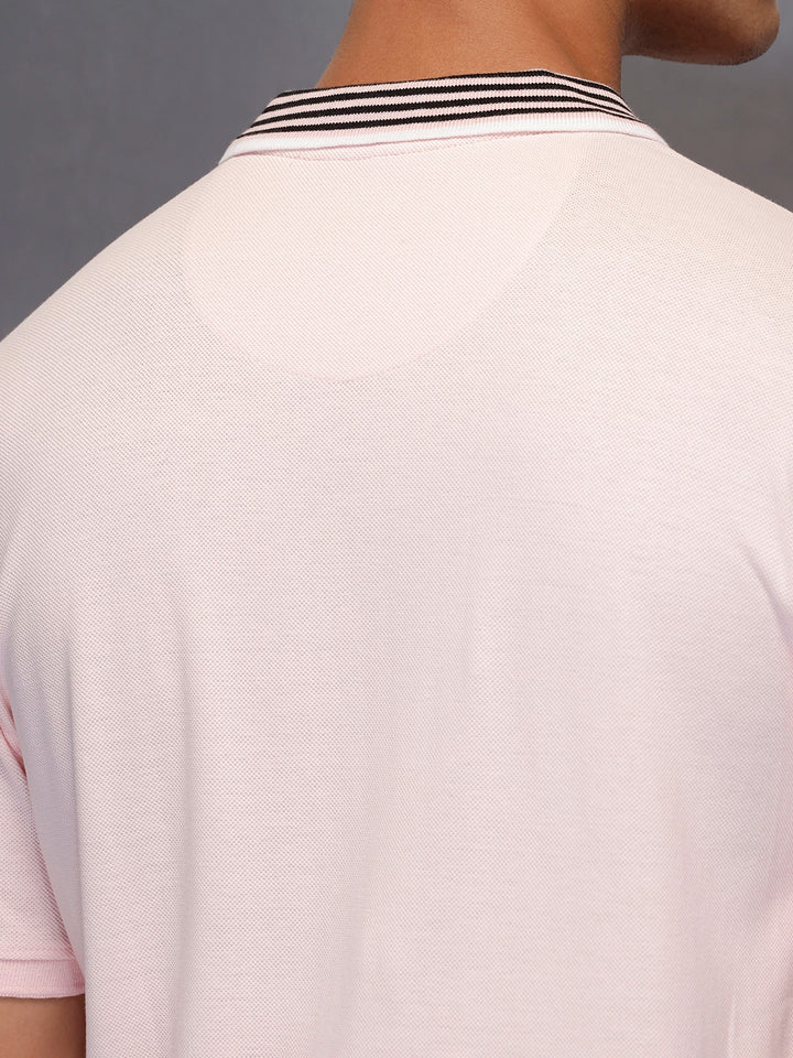 Classic Tipping Collar Polo T-Shirt   |  Pink