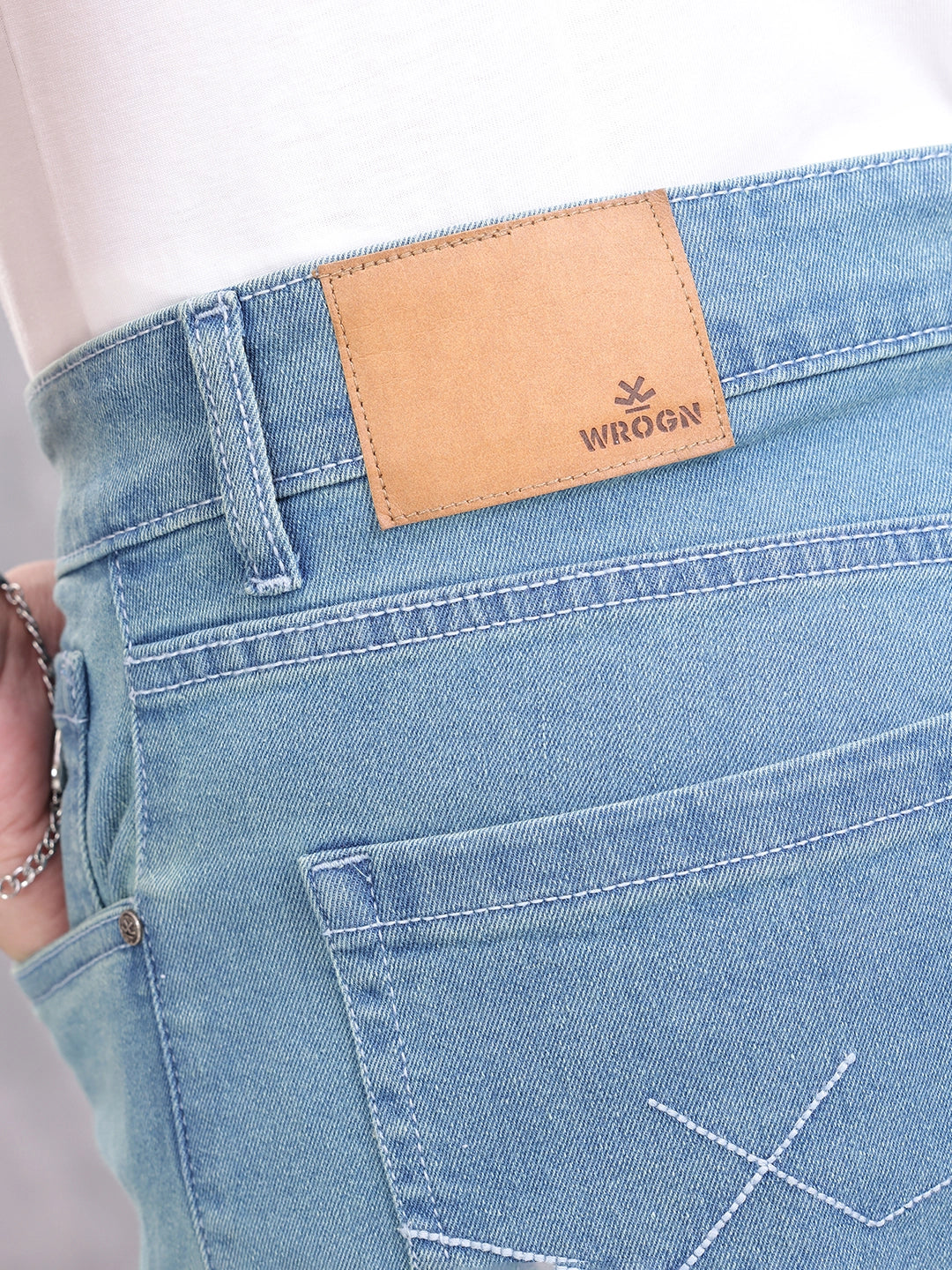 Solid Slim Cropped Denim Jeans | Blue
