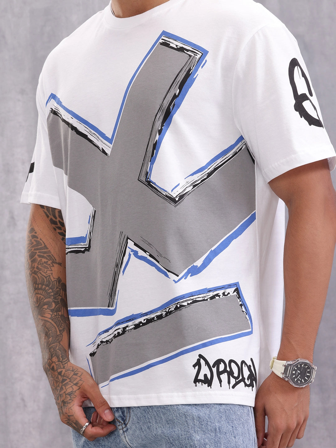 Grafitti Inspired Logo Placement Print Oversized Fit T-Shirt