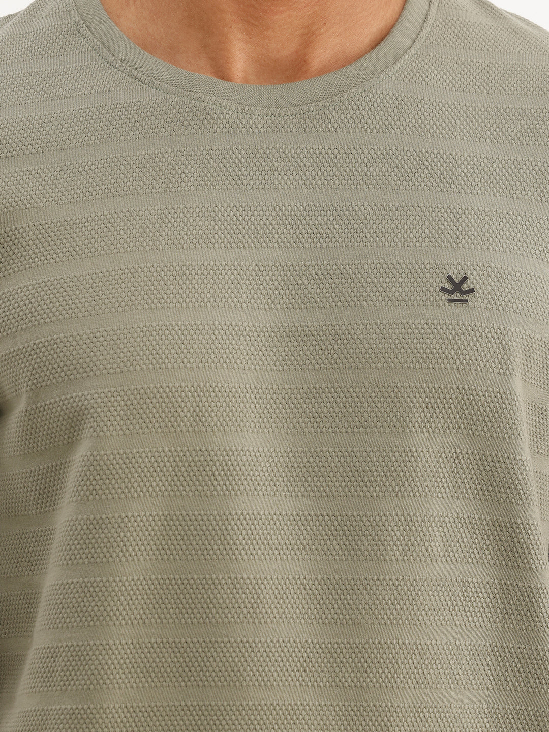 Textured Slim Fit Full Sleeve T-Shirt | Green