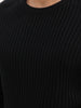 Textured Comfort Fit Knitted Sweater | Black