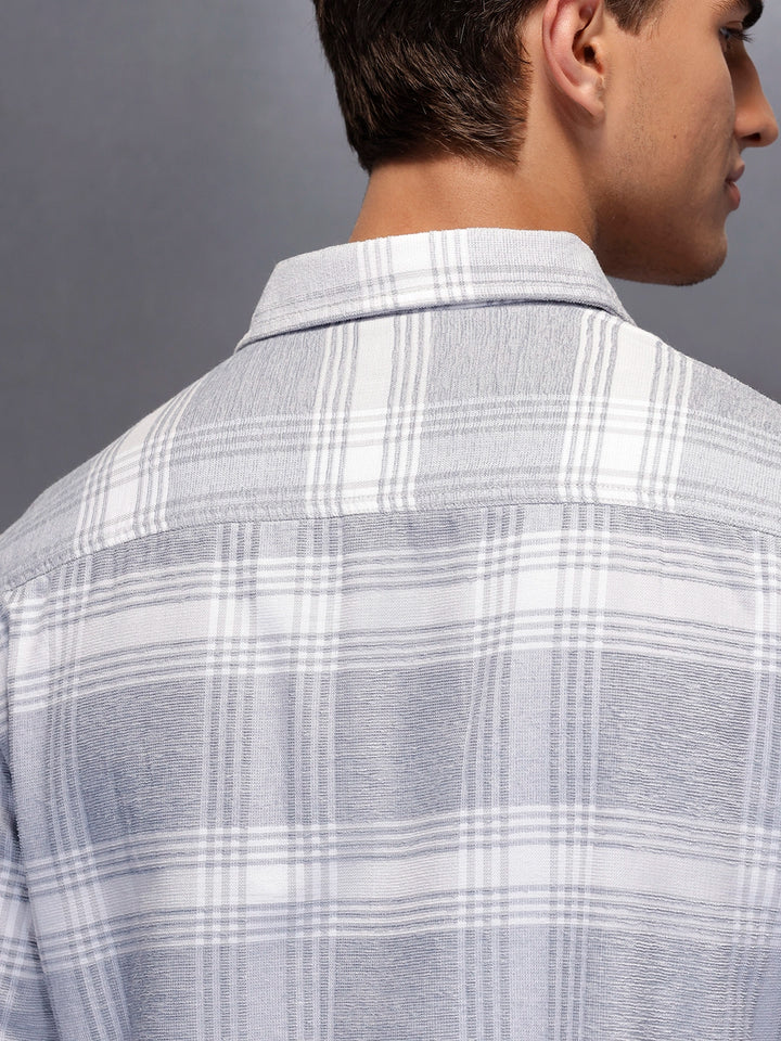 Men's Casual Dobby Shacket  | Grey