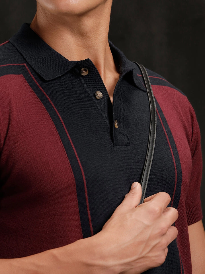 Flat Knit Slim Fit T-Shirt | Maroon