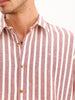 Classic Slim Fit Twill Striped Shirt | Wine