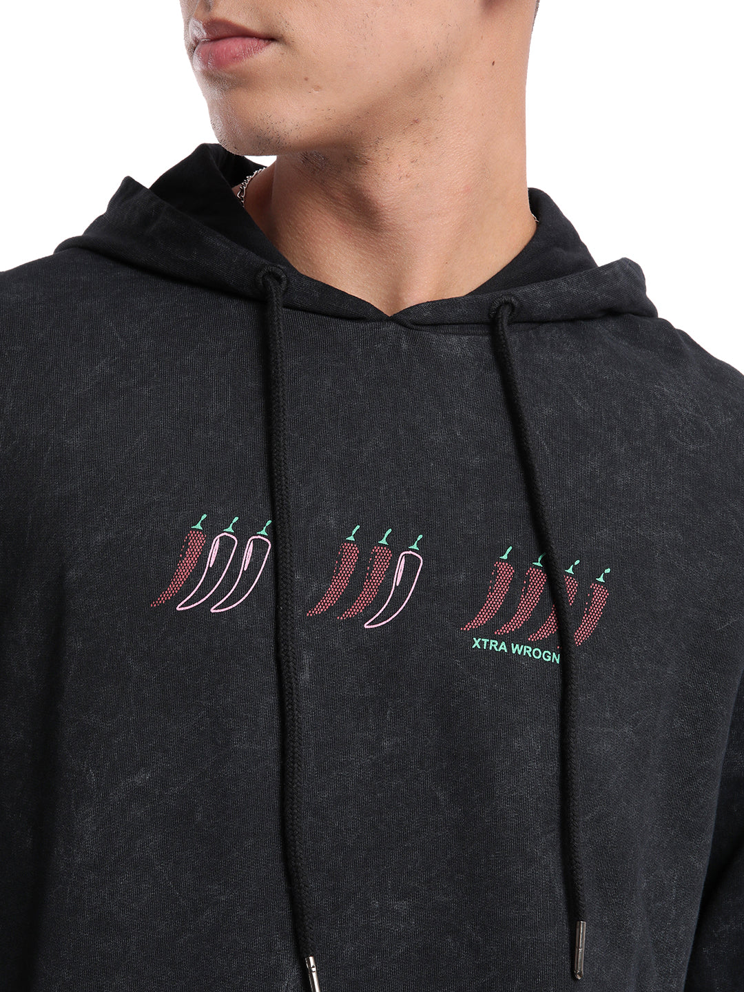 Extra Spicy Printed Black Hoodie