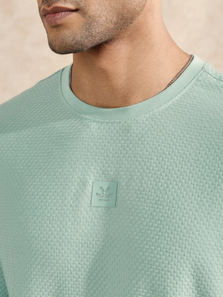 3/4th Sleeve Textured T-Shirt | Green