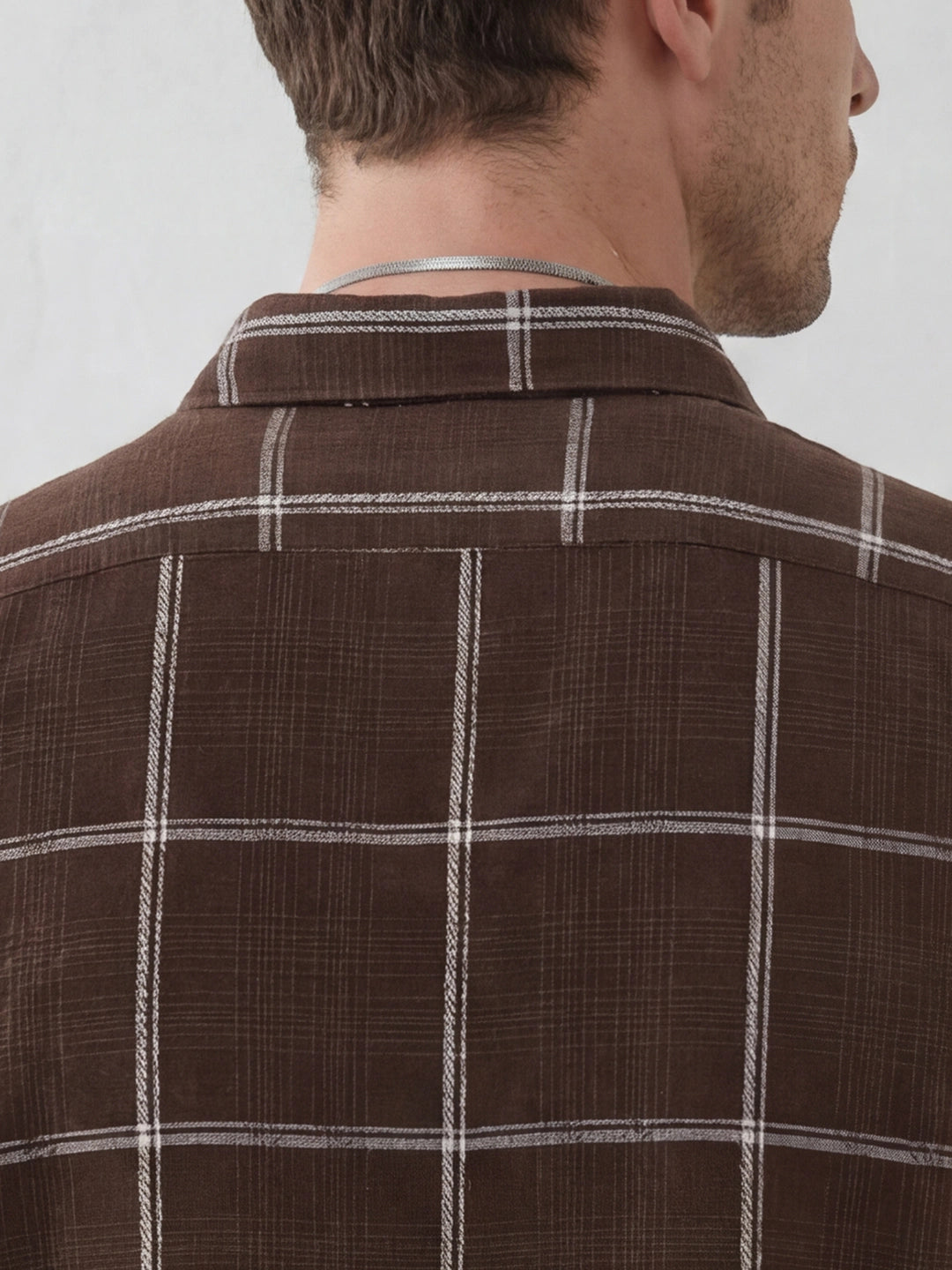 Slim Fit Checkered Shirt | Brown